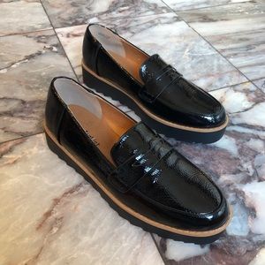 Laundry List Platform Vegan Patent Leather Loafers